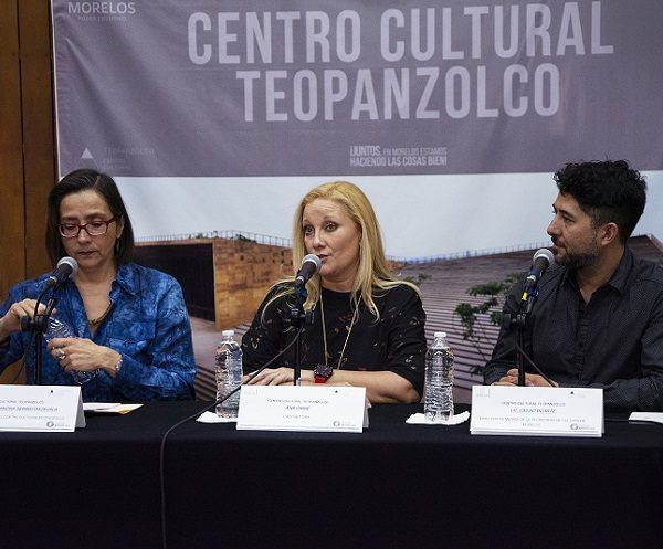 La artista estuvo acompañada por Nina Serratos, directora del Centro Cultural Teopanzolco; y Celso Duarte, director de Música de la Secretaría de Cultura de Morelos